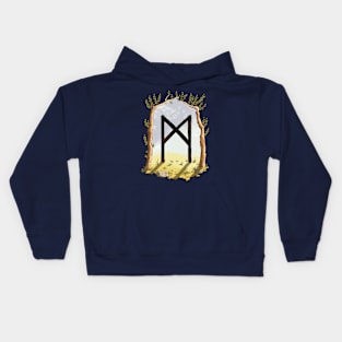 rune mannaz - magical symbol Kids Hoodie